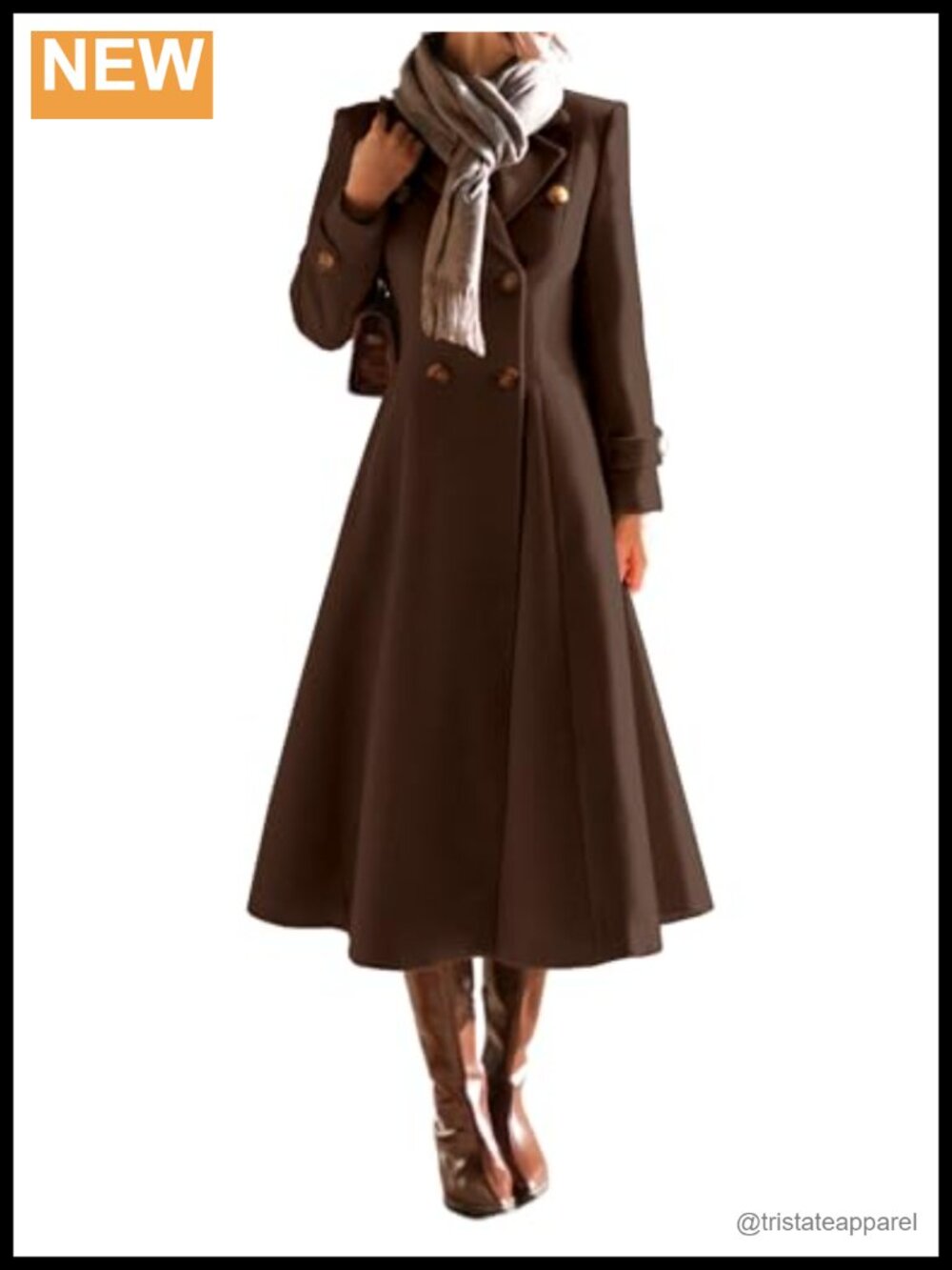 IDEALSANXUN Womens Long Wool Coat Double Breasted Trench Peacoat Jacket